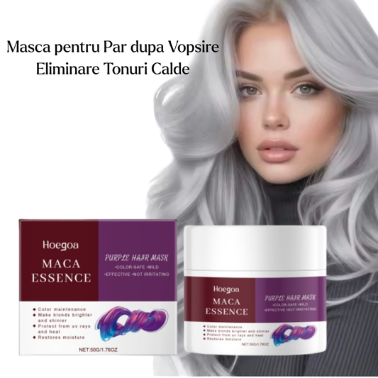 Masca nuantatoare tratament par, neutralizeaza tonurile galbene si portocalii, hidrateaza si repara parul blond, decolorat sau gri