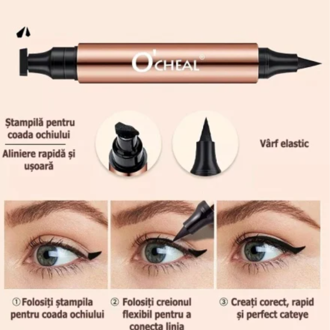 Tus cu Stampila si Eyeliner Miraculous Cat-Eye, Rezistent la Apa